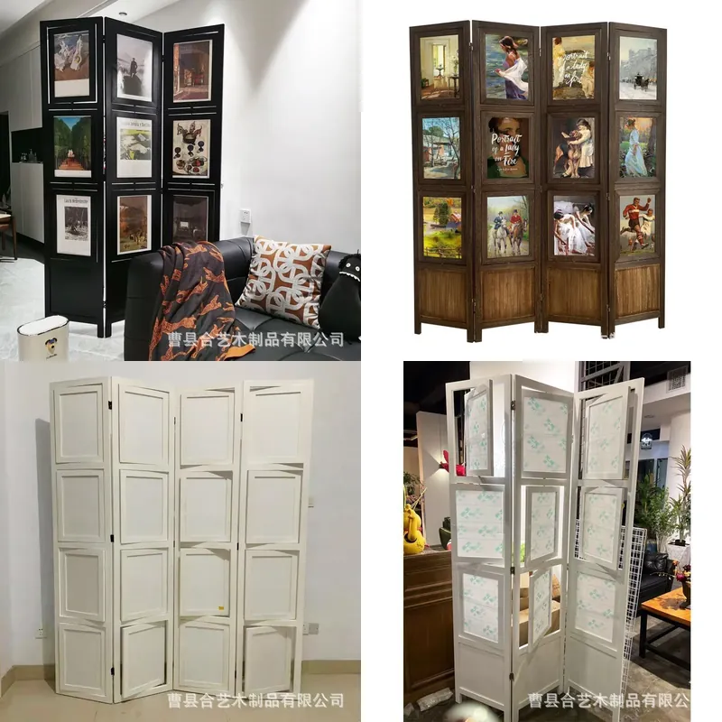 Partition Screen Divider - Китайская ретро-перегородка из массива дерева, складная,